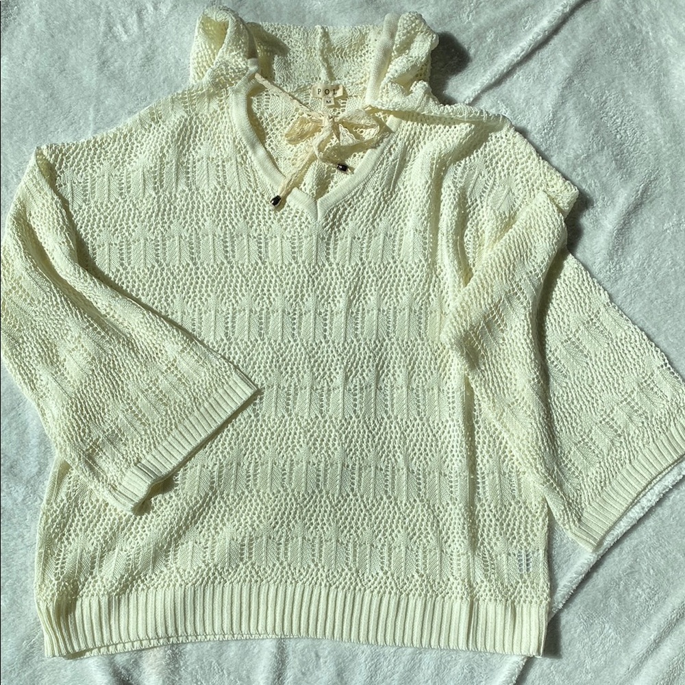 POL Cream Hoodie Sweater